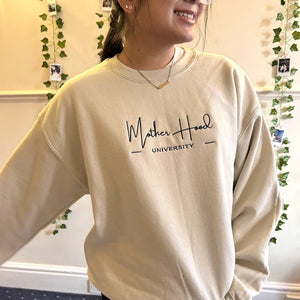 Motherhood University Embroidered Sweatshirt, Mother's Day Sweater, Gift for Mom