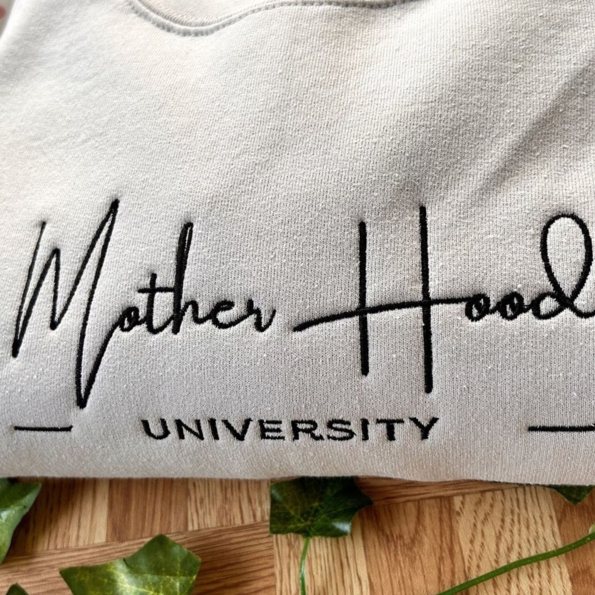 Motherhood University Embroidered Sweatshirt, Mother's Day Sweater, Gift for Mom