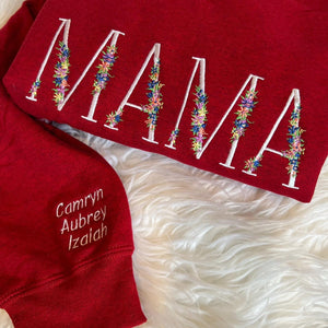 Nana Embroidered Floral Sweatshirt, Floral Embroidered Letter Hoodie, Birthday Gift, Personalized Gift