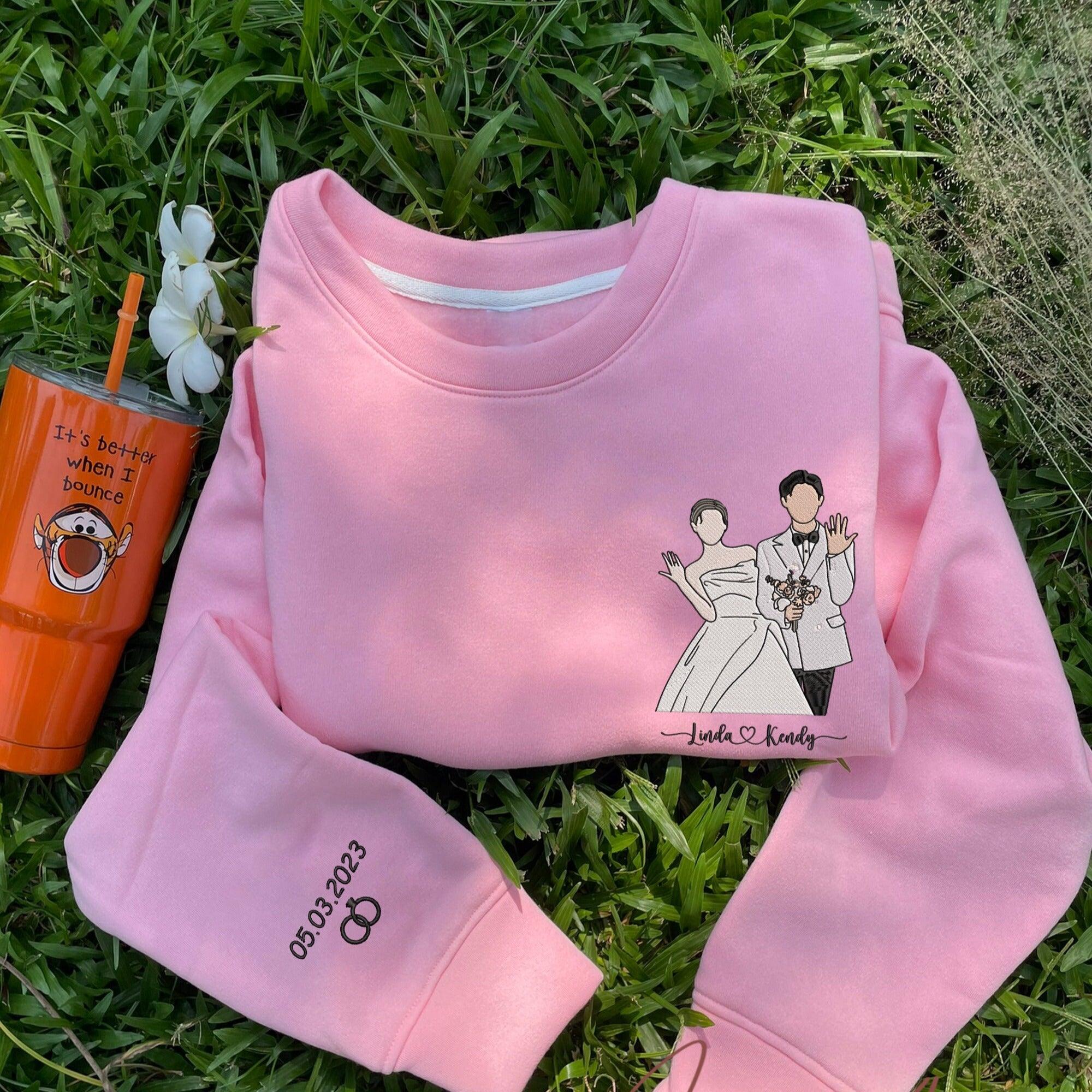 Custom Embroidered Hoodies For Couples, Custom Embroidered Portrait From Photo Matching Couple Hoodie, Custom Photo Embroidered Hoodie