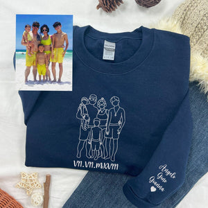 Personalized Family Vacation Sweatshirt, Family Portrait Hoodie, Family Gift on Christmas