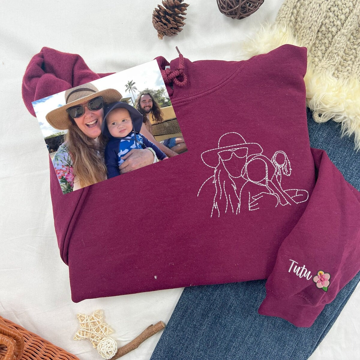 Personalized Family Vacation Sweatshirt, Family Portrait Hoodie, Family Gift on Christmas