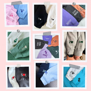 Custom Embroidered Couple Hoodies | Matching Roman Numerals | Cute Fox Design