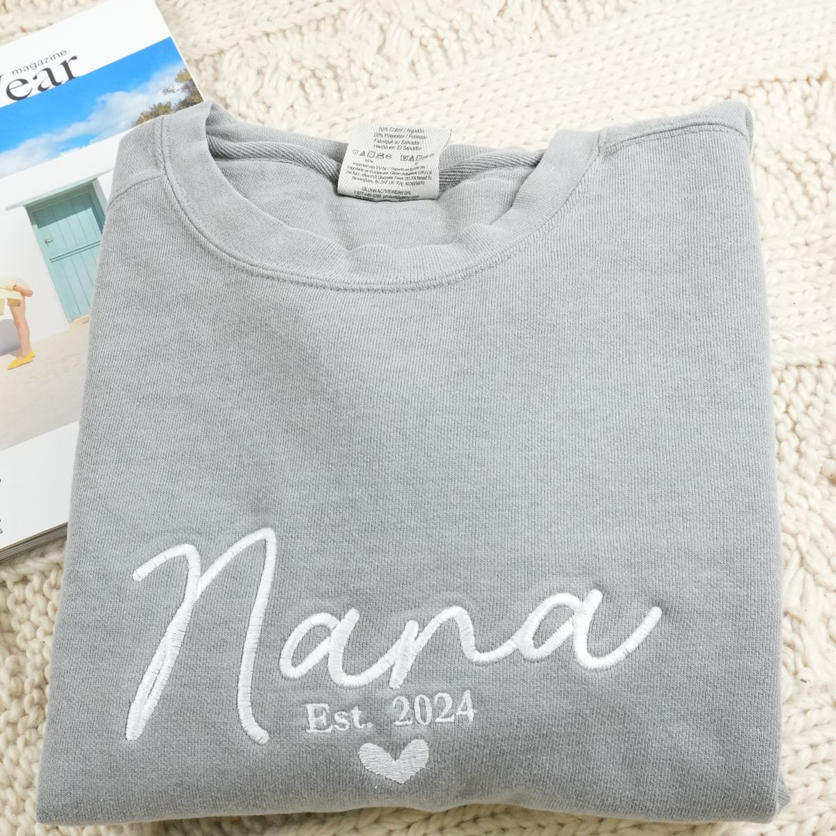 Custom Embroidered Nana with Est Year Sweatshirt, Personalized Gift For Grandma