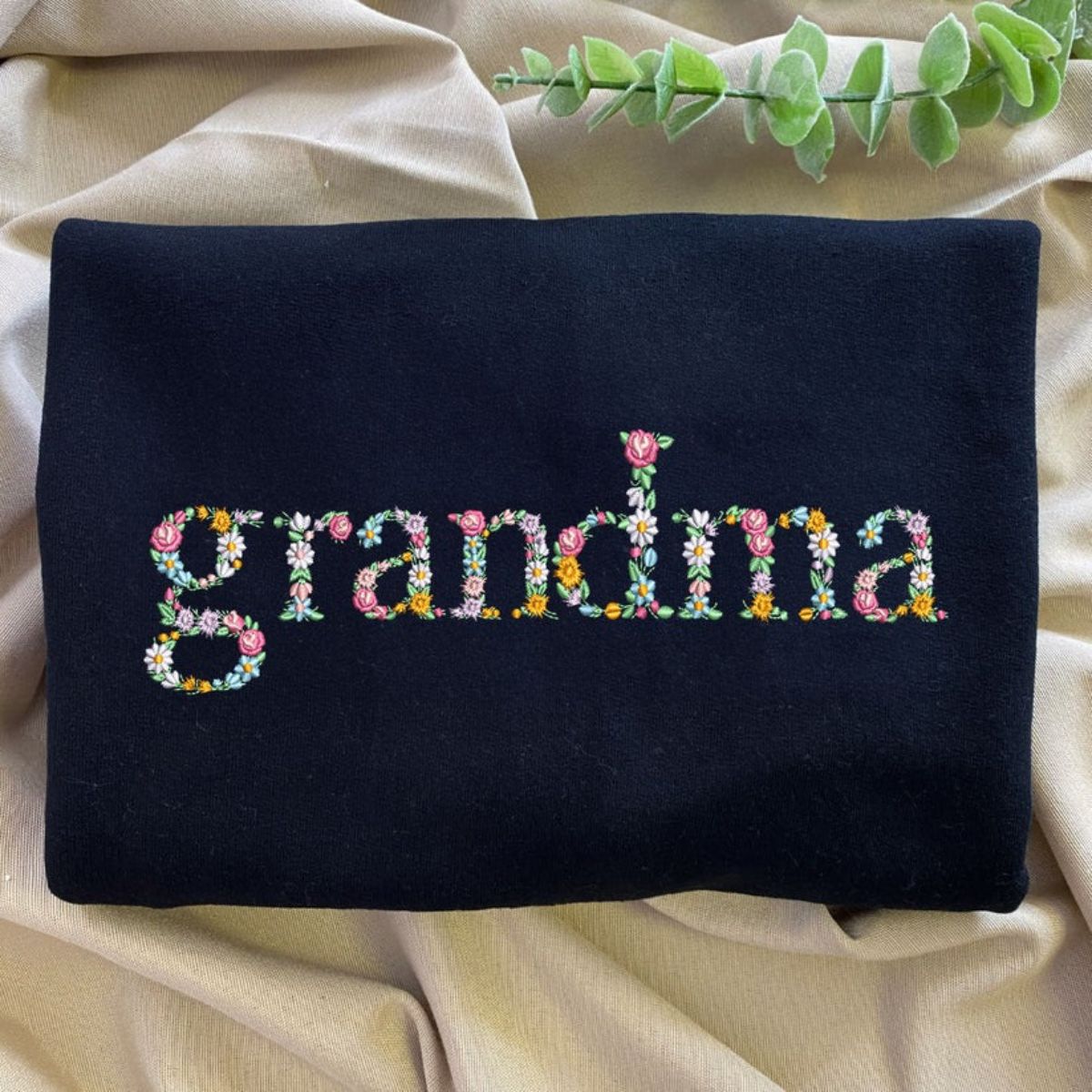 Custom Embroidered Grandma Sweatshirt Hoodie with Floral Letter, Unique Gift for any Occasion