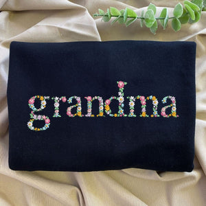 Custom Embroidered Grandma Sweatshirt Hoodie with Floral Letter, Unique Gift for any Occasion