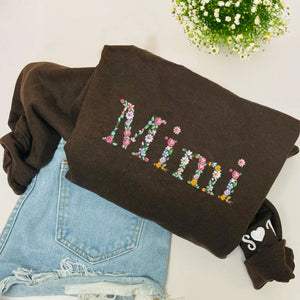 Custom Embroidered Grandma Sweatshirt Hoodie with Floral Letter, Unique Gift for any Occasion