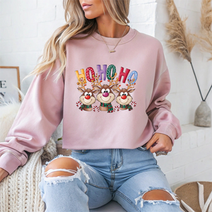 Ho Ho Ho Reindeer Christmas Crewneck Sweatshirt
