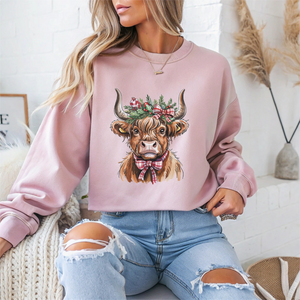 Festive Cow Christmas Crewneck Sweatshirt