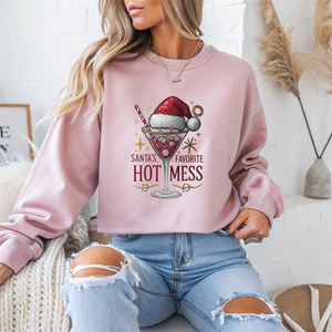 Santa's Favorite Hot Mess Christmas Crewneck Sweatshirt