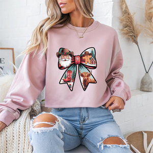 Santa Bow Christmas Crewneck Sweatshirt