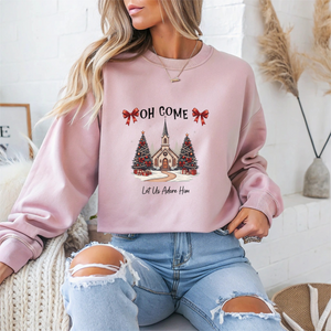 Oh Come Let's Adore Him Christmas Crewneck Sweatshirt