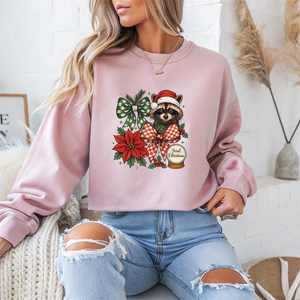 Festive Raccoon Christmas Crewneck Sweatshirt