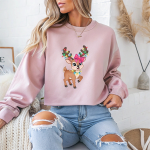 Cute Reindeer Christmas Crewneck Sweatshirt