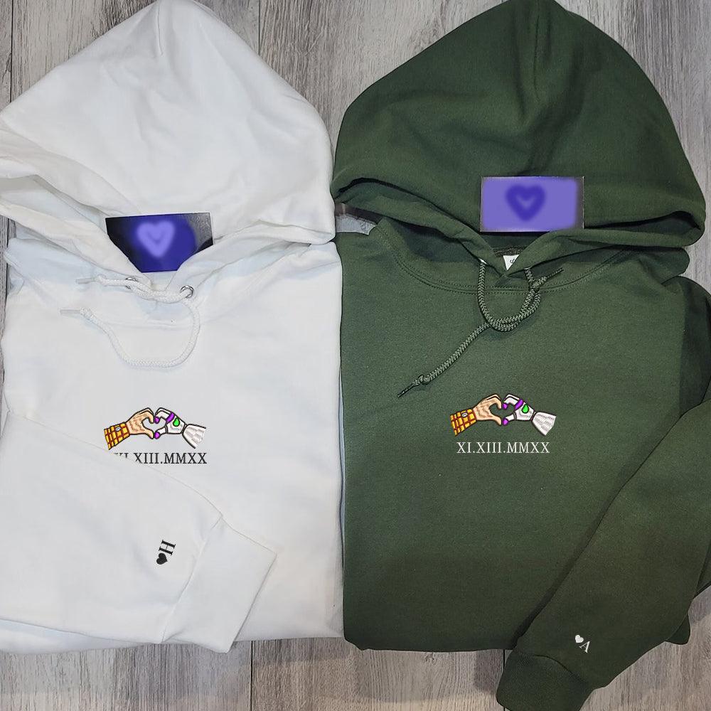 Custom Embroidered Sweatshirts For Couples, Custom Matching Couple Sweatshirt, Cute Cartoon Toys Couples Embroidered Crewneck Sweater