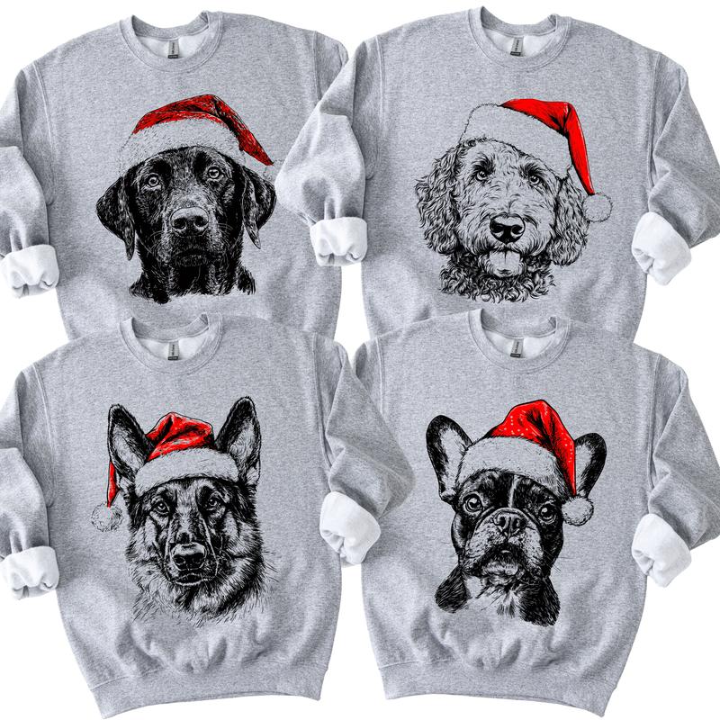Custom Pet Christmas Sweatshirt - Personalized Dog/Cat Santa Hat Graphic Crewneck
