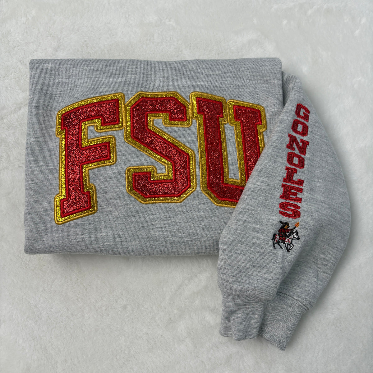 Custom Team Glitter Embroidered Sweatshirt – Personalized School &amp; Game Day Spirit Wear