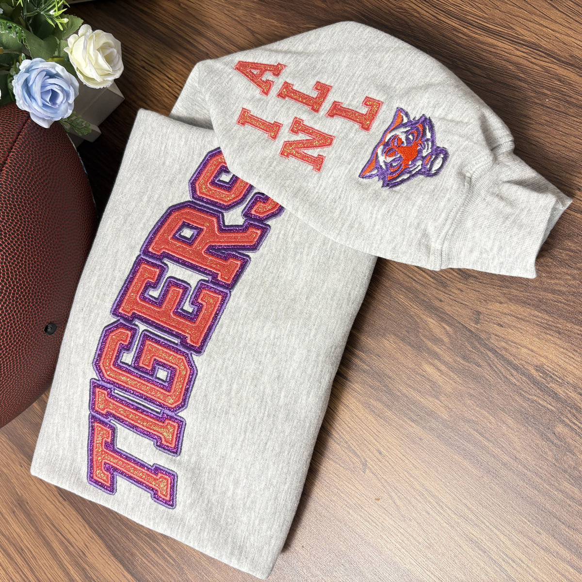 Custom Team Glitter Embroidered Sweatshirt – Personalized School &amp; Game Day Spirit Wear