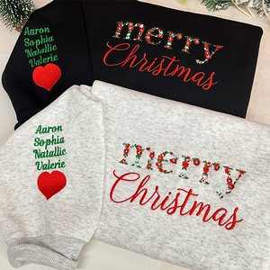 Custom Merry Christmas Floral Embroidered Sweatshirt