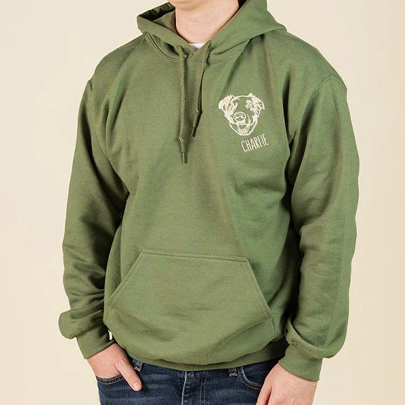 Custom Embroidered Pet Portrait Hoodie / Sweatshirt – Personalized Outline Pet Face Gift