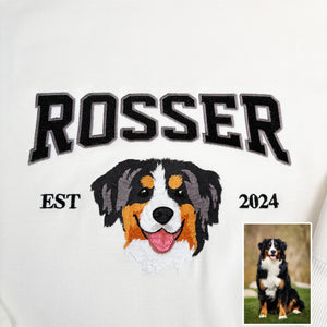 Personalized Embroidered Pet Face and Name Est Sweatshirt Keepsake Gift for Pet Lovers