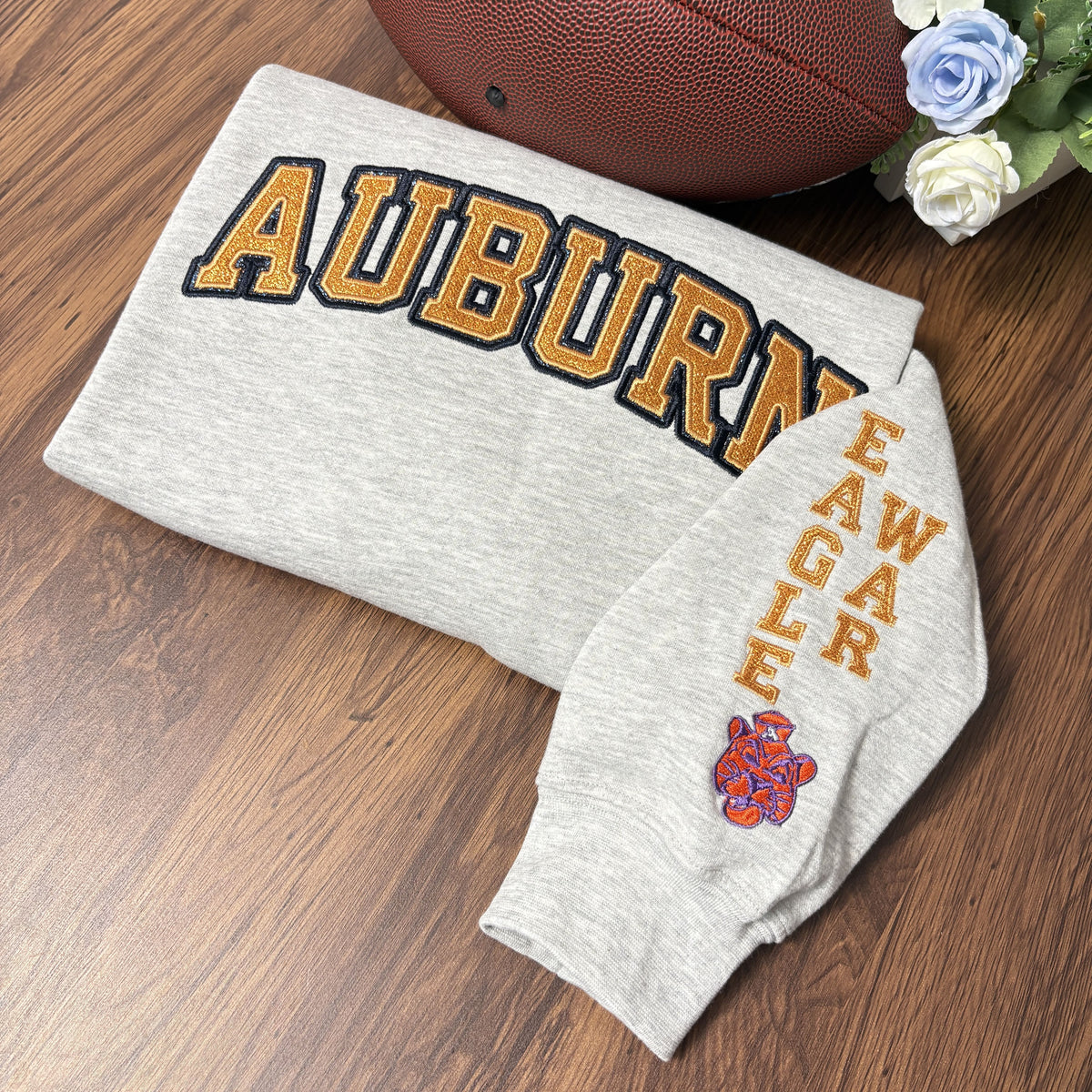 Custom Team Glitter Embroidered Sweatshirt – Personalized School &amp; Game Day Spirit Wear