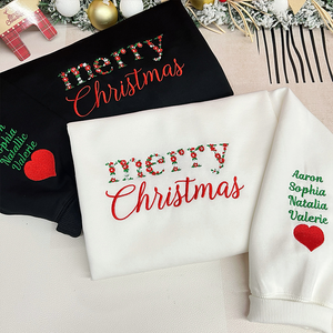 Custom Merry Christmas Floral Embroidered Sweatshirt
