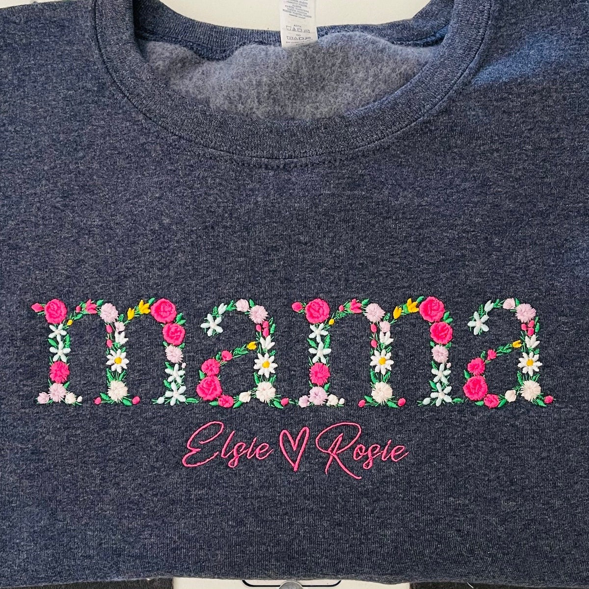 Custom Embroidered Mama Sweatshirt Hoodie with Floral Letter, Unique Gift for Mom, Mother's Day Gift