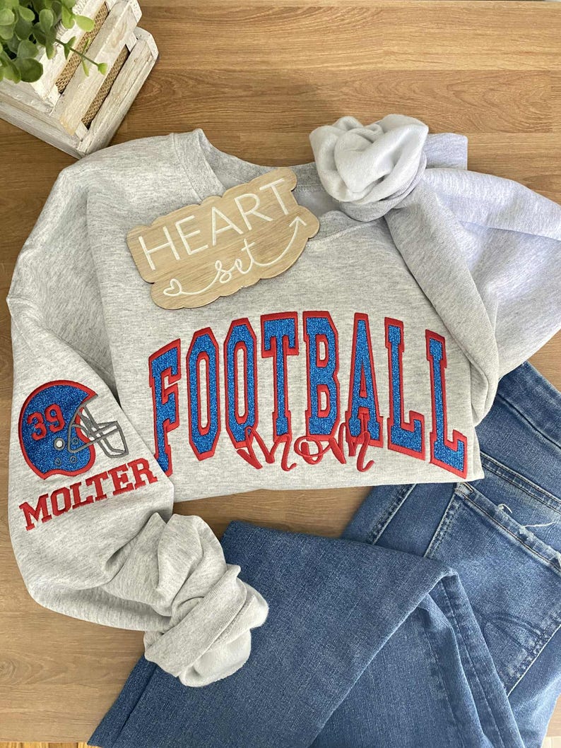 Custom NFL Team Embroidered Football Sweatshirt Personalized Game Day Hoodie