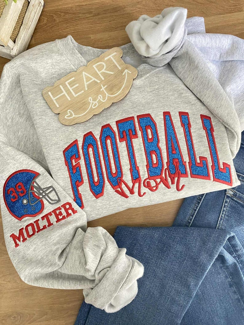 Custom NFL Team Embroidered Football Sweatshirt Personalized Game Day Hoodie