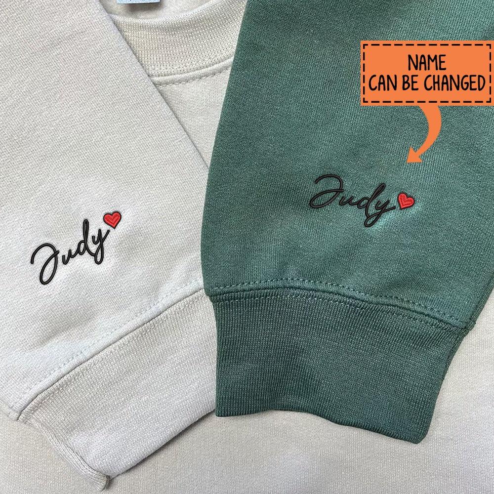 Custom Couples Hoodie, Personalized Roman Numeral Date Hoodie With Cute Alien Embroidery