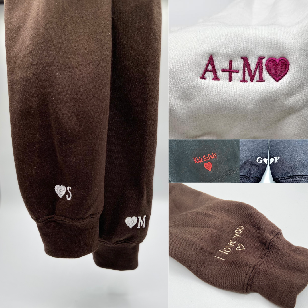 Custom Embroidered Roman Numeral Date Hoodies, Cute Cartoon Love Story Matching Hoodie